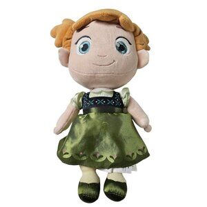Disney Store Frozen Young Anna Plush Doll Green Dress Stuffed Toy Princess Girl